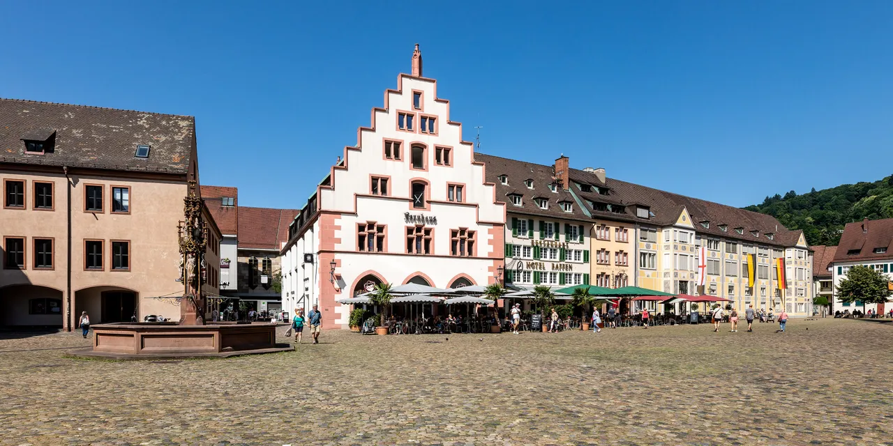 The Münsterplatz in Freiburg on a sunny day